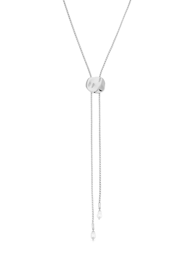 Liquid Luxe Bolo Necklace: Silver Plated / One Size-Hand In Pocket