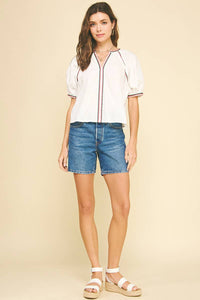 Tash stitched detailed blouse-Hand In Pocket