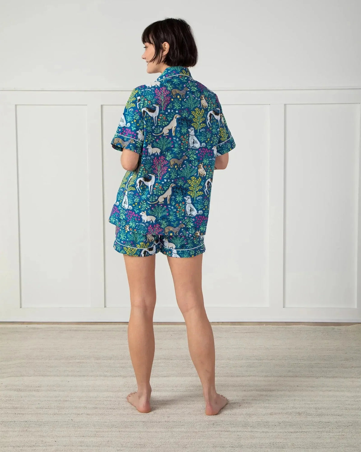 Print Fresh Must Love Dogs Short Set - Blue-Hand In Pocket
