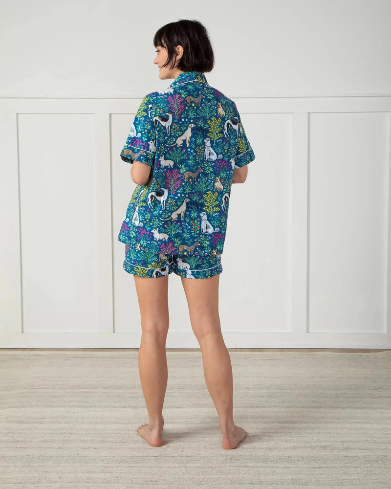 Print Fresh Must Love Dogs Short Set - Blue-Hand In Pocket