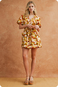 Sunburst Belted Mini Dress - Multi-Hand In Pocket