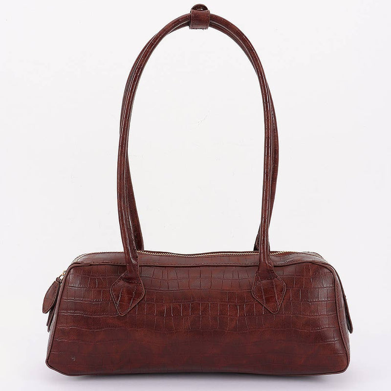 Croc Embossed Barrel Bag-Hand In Pocket