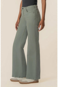 KUT Maya High Rise Fab Ab Wide Leg Regular Hem - Sea Star Teal-Hand In Pocket