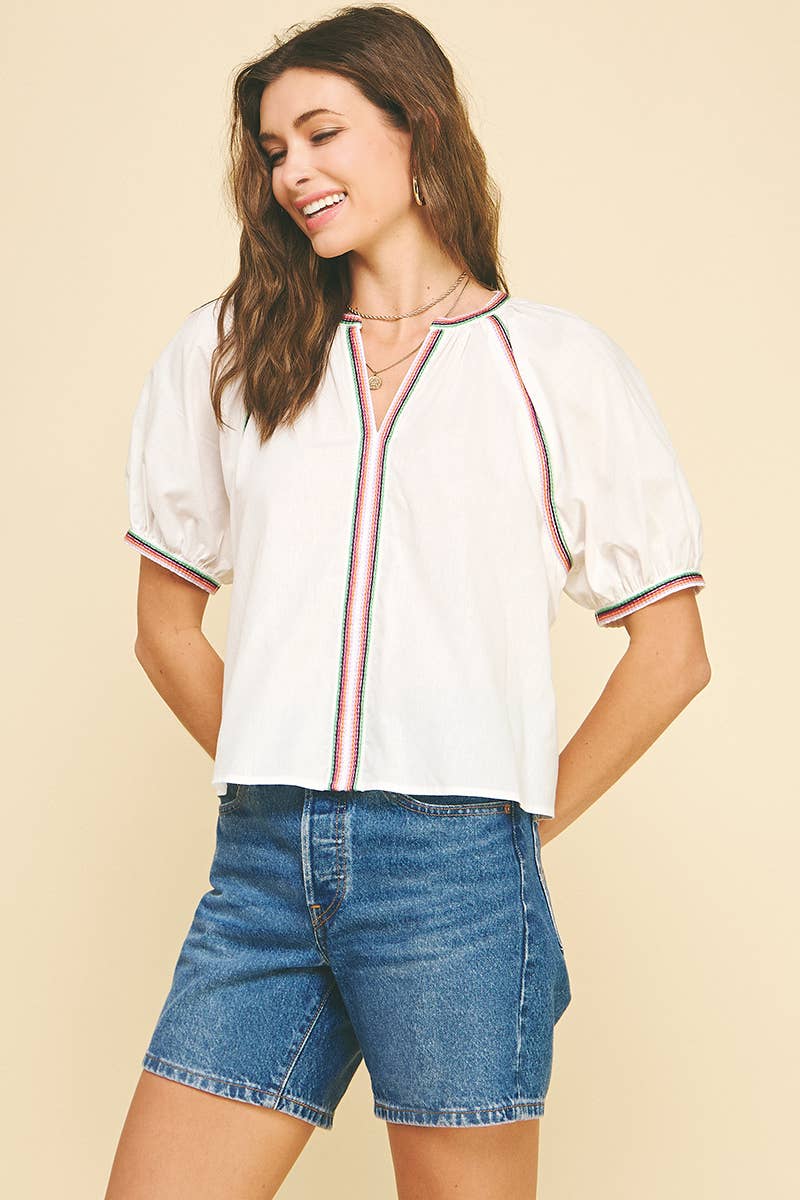 Tash stitched detailed blouse-Hand In Pocket