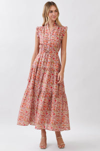Eden Tiered Maxi Dress - Red Multi