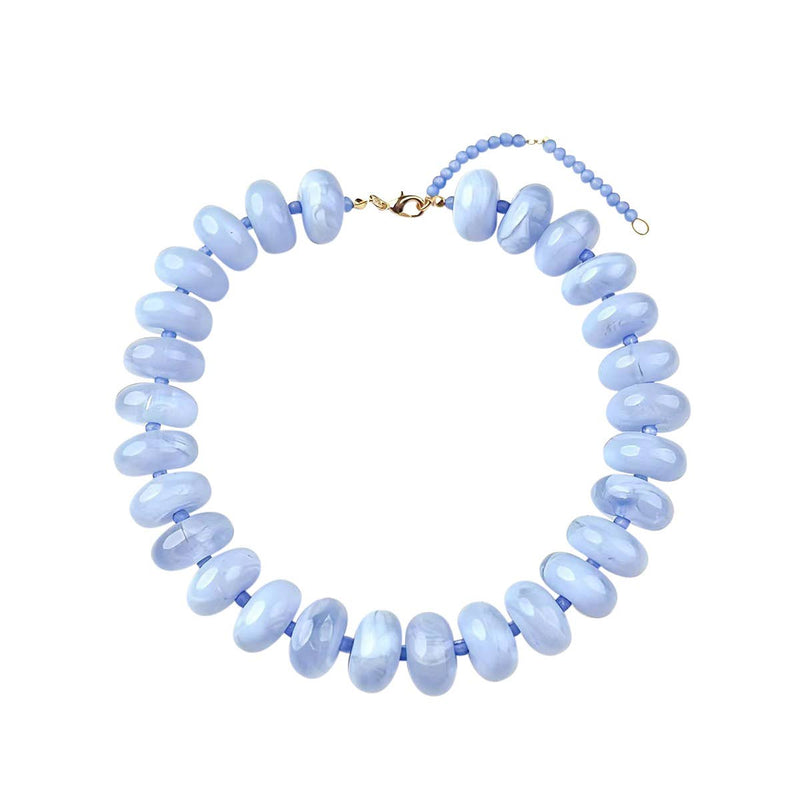 Bailey Chunky Beaded Necklace - Light Blue-Hand In Pocket