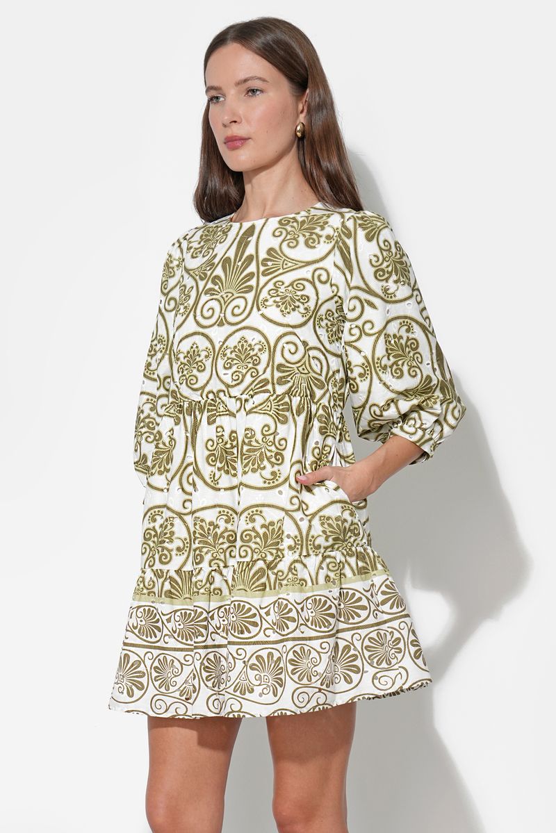 Adelyn Rae Angeline Shift Dress - Olive/Ivory-Hand In Pocket