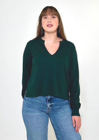 Bobi Ribbed LS Tee- Mossy Green-Hand In Pocket