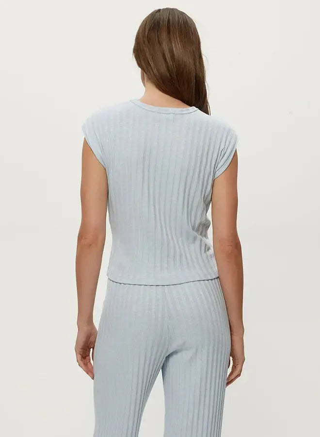 Michael Stars Jinny Power Shoulder Top - Splash-Hand In Pocket