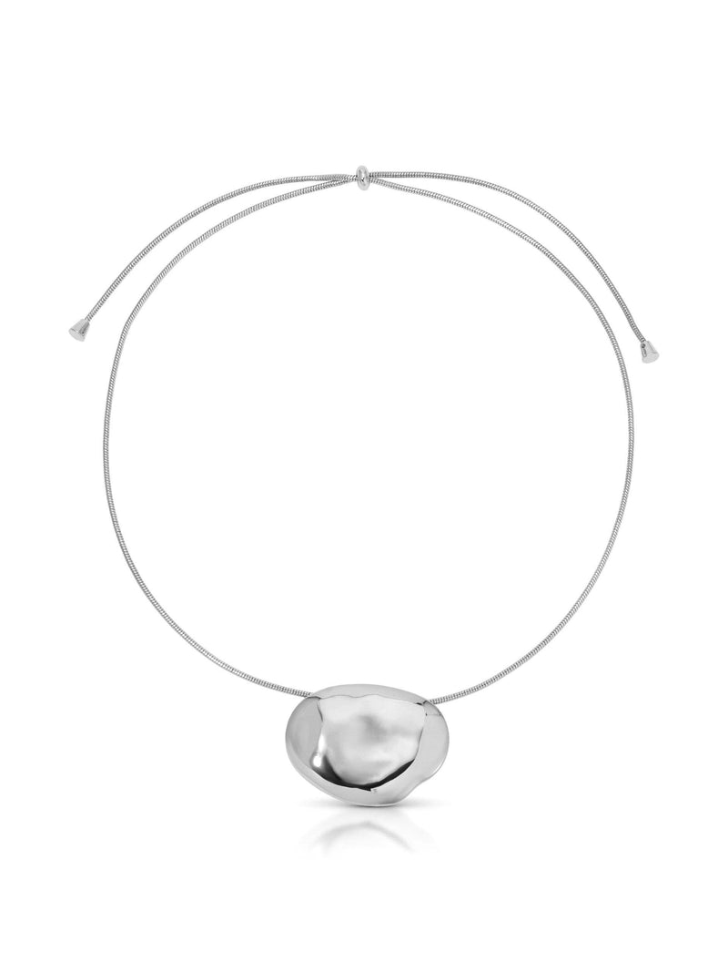 Molten Metal Pendant Necklace: Silver Plated / One Size-Hand In Pocket