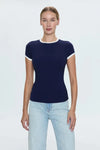 Pistola Renee Tee- Maritime/ White-Hand In Pocket