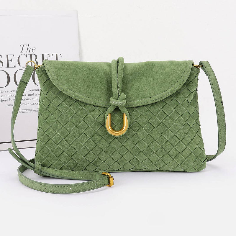 Boston Suede Crossbody bag: Green-Hand In Pocket
