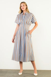 THML Cora Striped Maxi Dress- Blue-Hand In Pocket