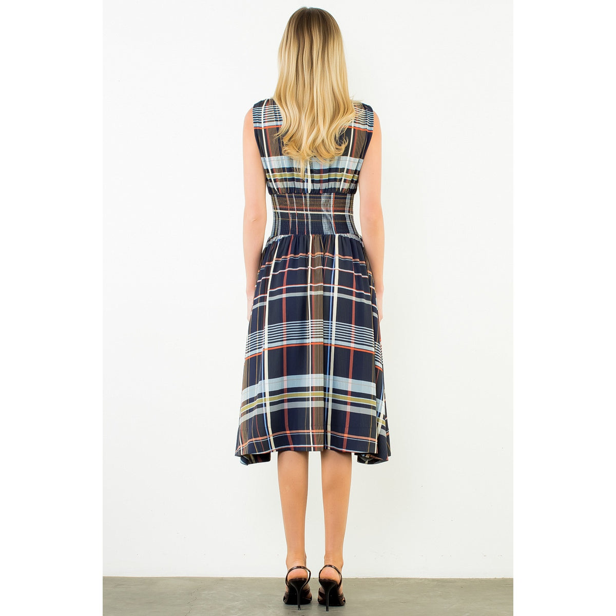 THML Blake Dress - Navy-Hand In Pocket