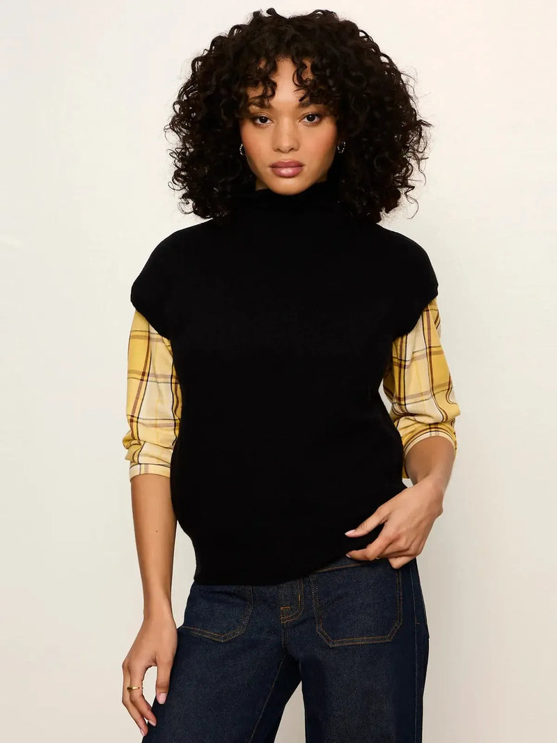 Sanctuary Mock Neck Sweater Shell - Black-Hand In Pocket