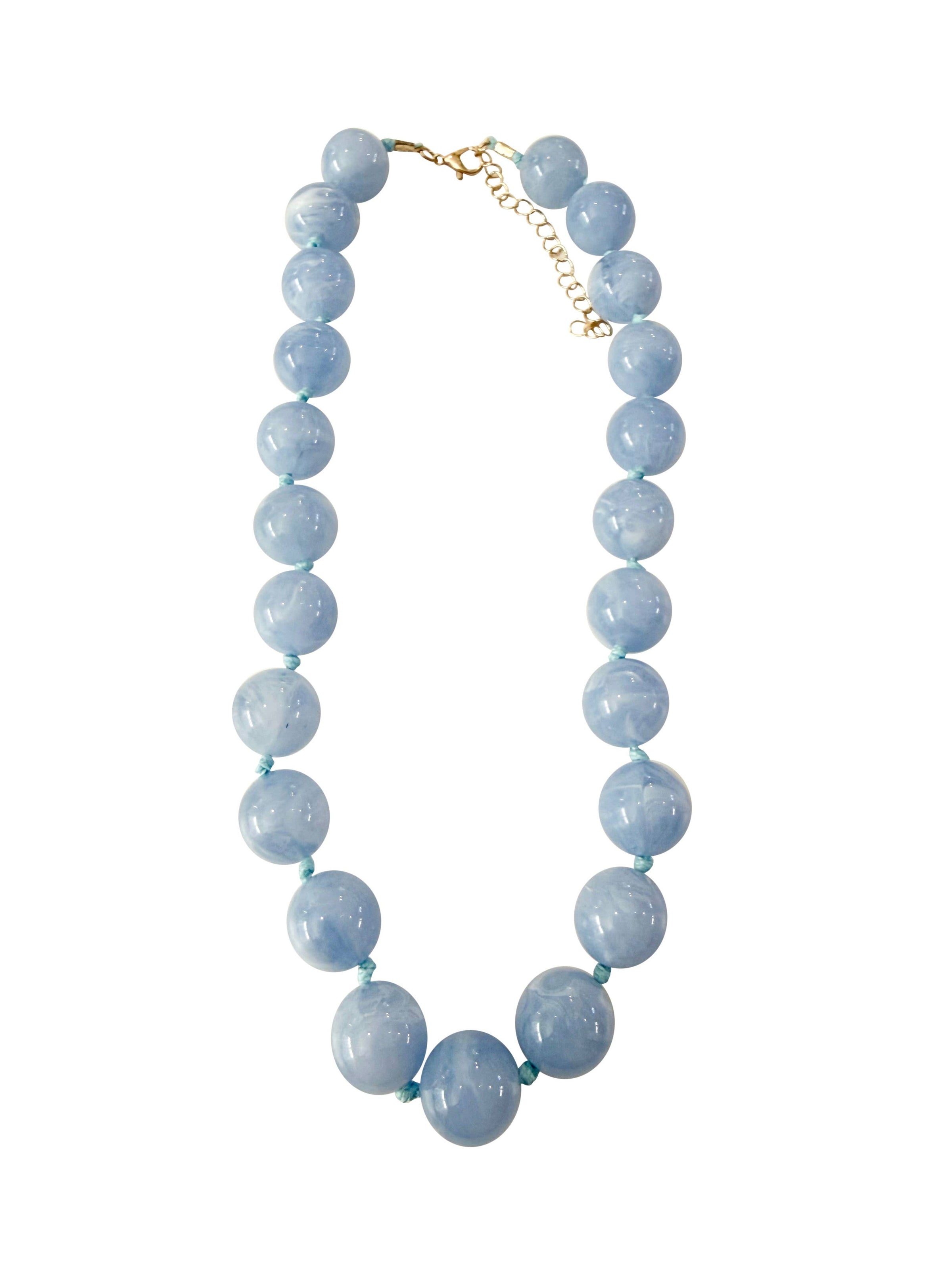 Mabry Chunky Beaded Necklace - Light Blue-Hand In Pocket
