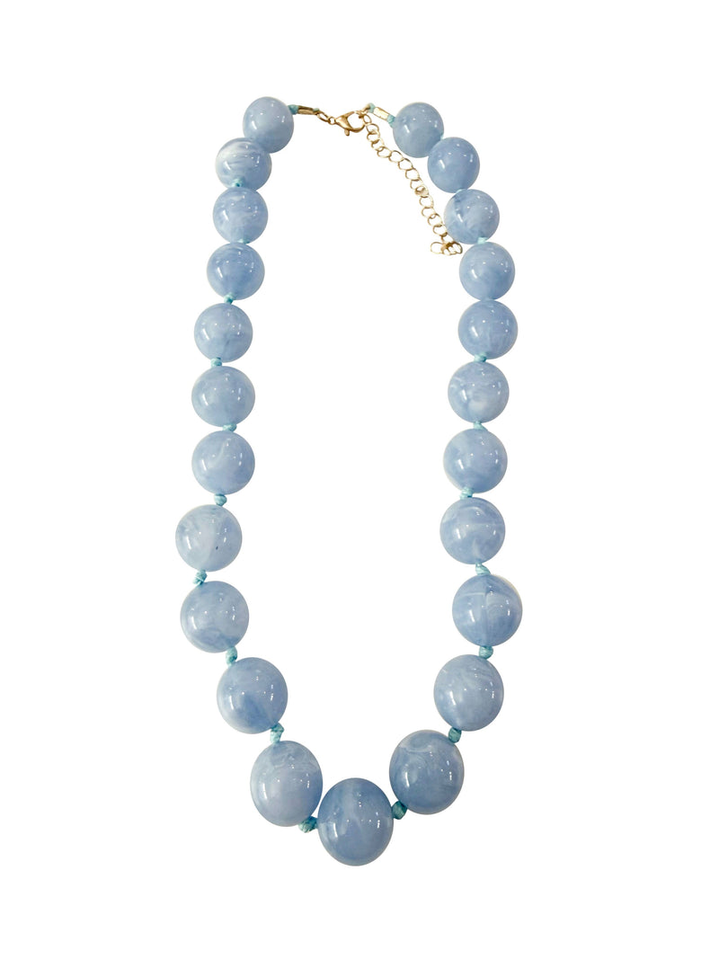 Mabry Chunky Beaded Necklace - Light Blue-Hand In Pocket
