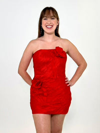 Ciebon Emmy 3D Floral Mini Dress - Red-Hand In Pocket