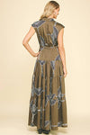PRINT TIERED MAXI DRESS - 5176DC: MOCHA / S-Hand In Pocket