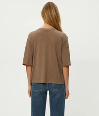 Michael Stars Reid Oversized Crew Neck- Cobblestone-Hand In Pocket