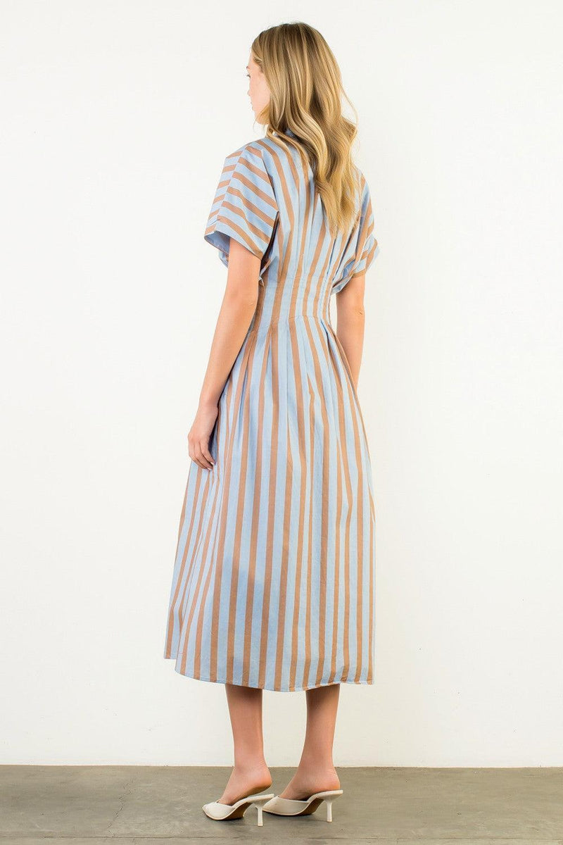THML Cora Striped Maxi Dress- Blue-Hand In Pocket