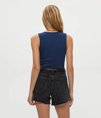 Michael Stars Maribel Square Neck Tank- Nocturnal-Hand In Pocket