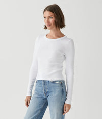Michael Stars Orion Crop Tee - White-Hand In Pocket