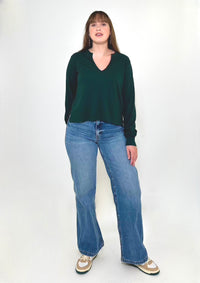 Bobi Ribbed LS Tee- Mossy Green-Hand In Pocket