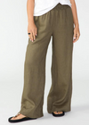Sanctuary Smocked Wide Leg Pant - Mossy Green-Hand In Pocket