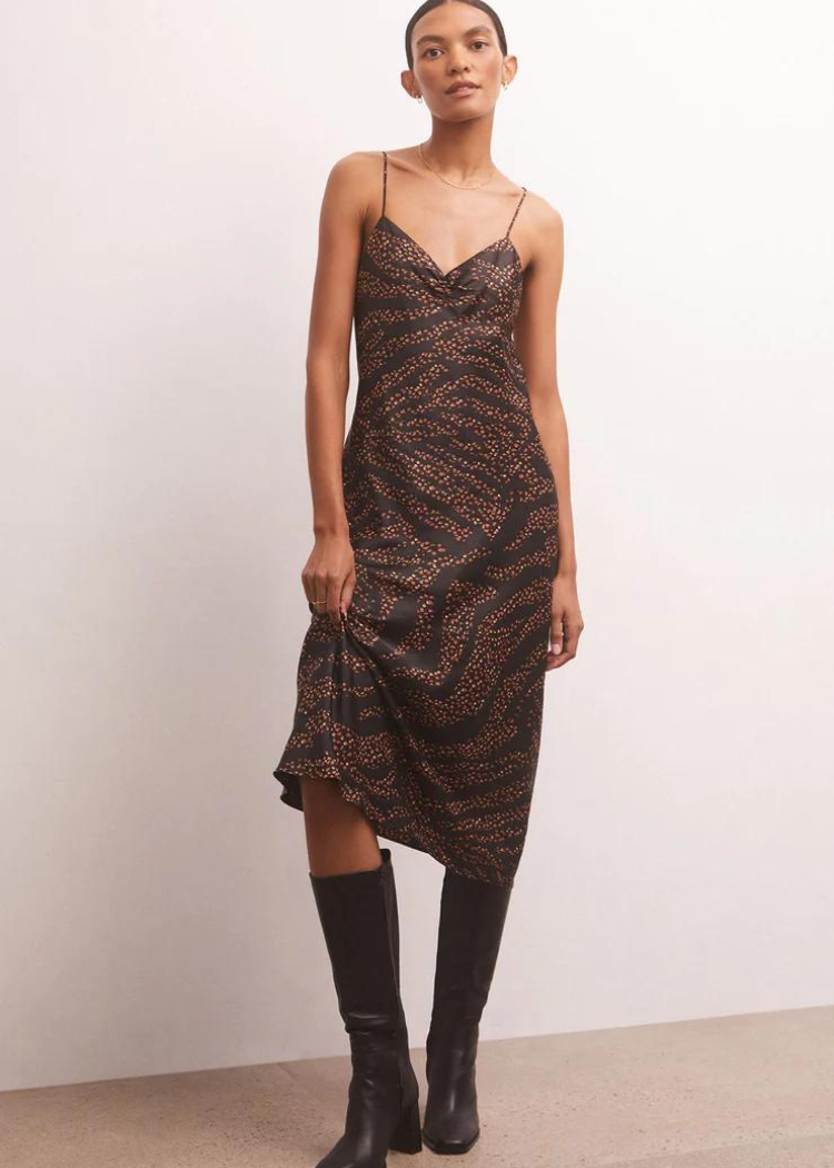Z Supply Lark Wild Dot Slip Dress-Hand In Pocket