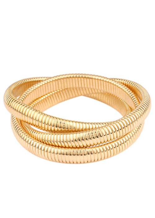 Daija 3 Row Herringbone Layered Bracelet-Gold-Hand In Pocket