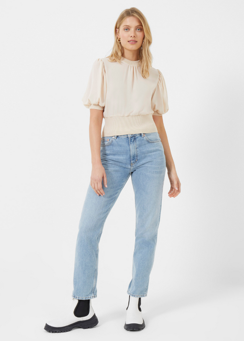 French Connection Jenna Mix Knit Top-Cream-Hand In Pocket