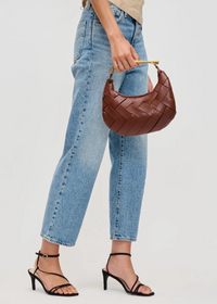 Ursula Woven Crossbody: Espresso-Hand In Pocket
