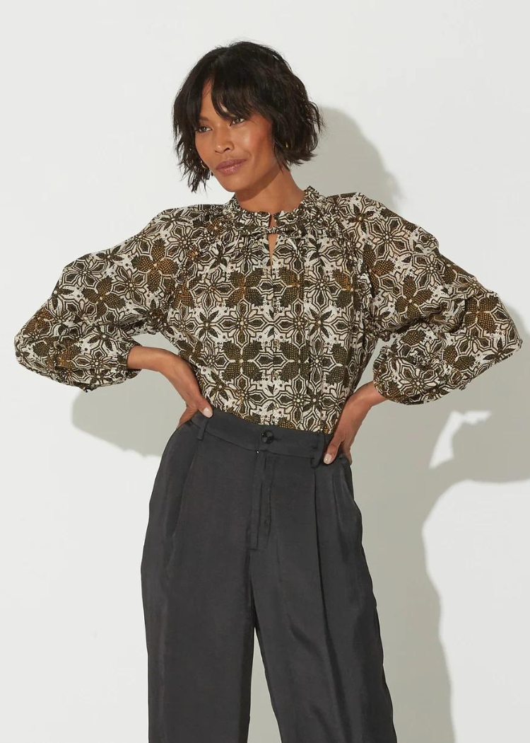 Cleobella Alica Blouse- Retro Tile ***FINAL SALE***-Hand In Pocket