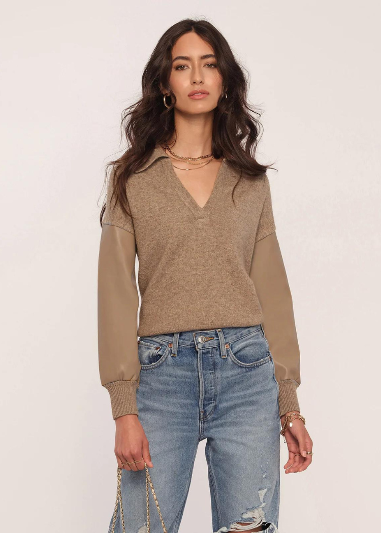 Heartloom Mia Collared Pullover Sweater-Hand In Pocket