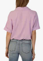 KUT Rebel Knot Front Shirt - Lavender-Hand In Pocket