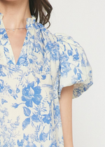 Melody Puff Sleeve Top - Blue-Hand In Pocket