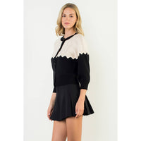 THML Corinne Contrast Yoke Knit Cardigan - Black-Hand In Pocket