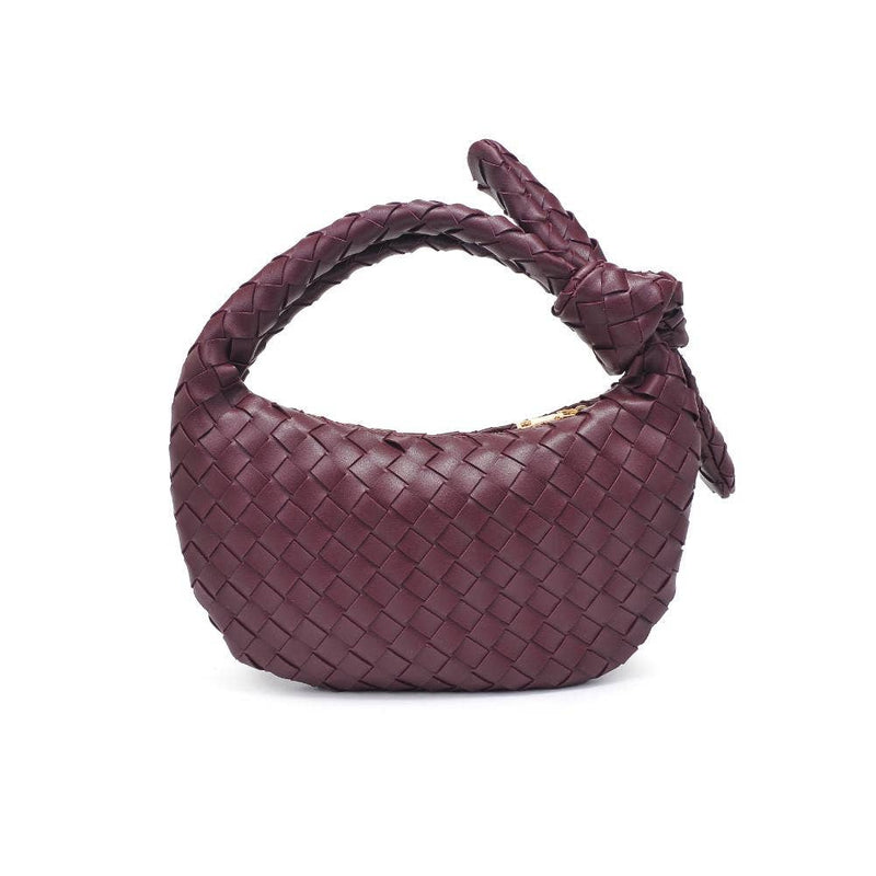 Lizbeth Woven Knot Clutch- Merlot-Hand In Pocket
