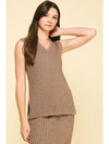 Zoe Sweater Vest- and Skirt Set- Taupe-Hand In Pocket
