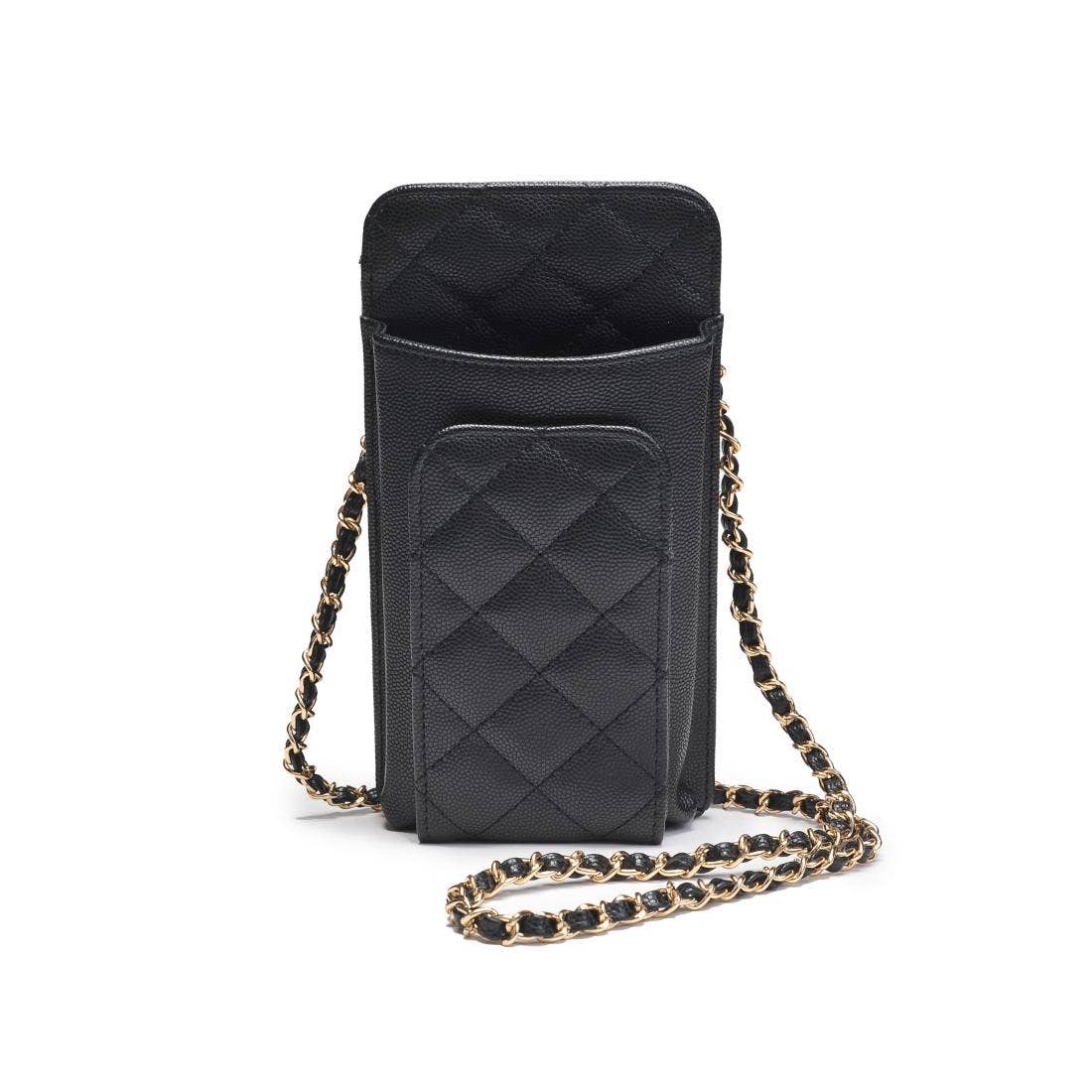 Brianna Cell Phone Crossbody: Black-Hand In Pocket