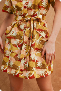 Sunburst Belted Mini Dress - Multi-Hand In Pocket