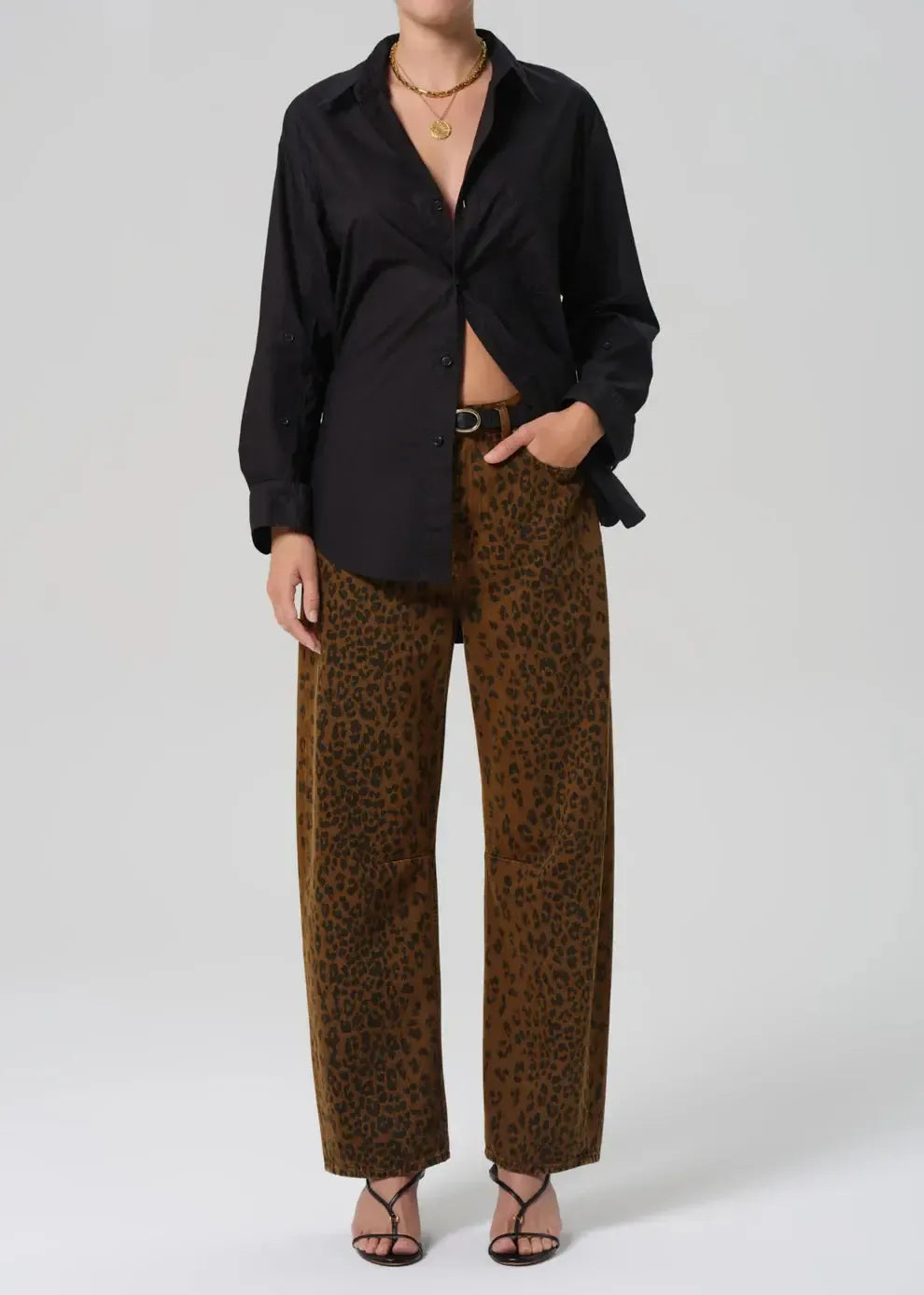 Citizens of Humanity Kayla Shirt - Black-Hand In Pocket
