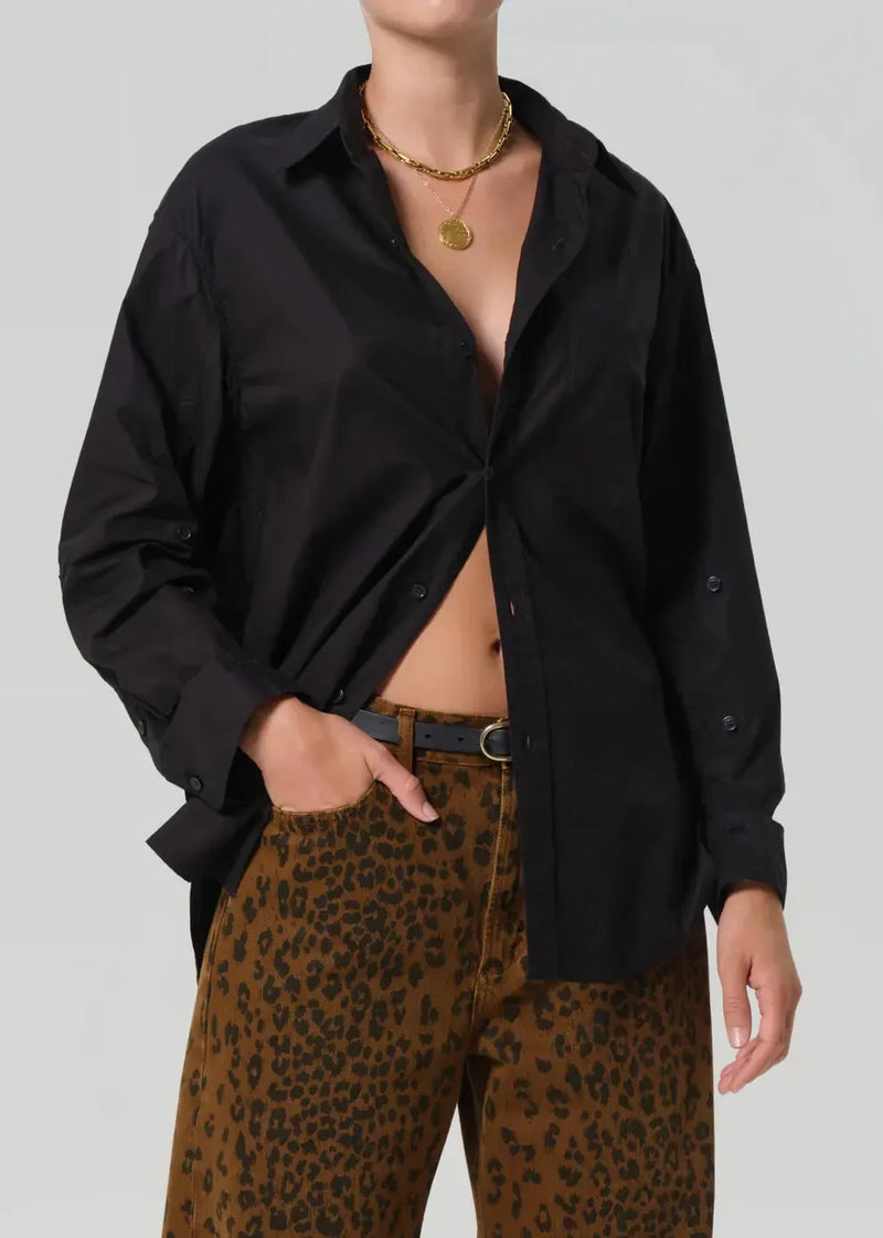 Citizens of Humanity Kayla Shirt - Black-Hand In Pocket