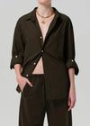 Citizens of Humanity Kayla Shirt - Dark Olive-Hand In Pocket