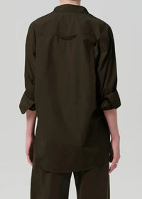 Citizens of Humanity Kayla Shirt - Dark Olive-Hand In Pocket