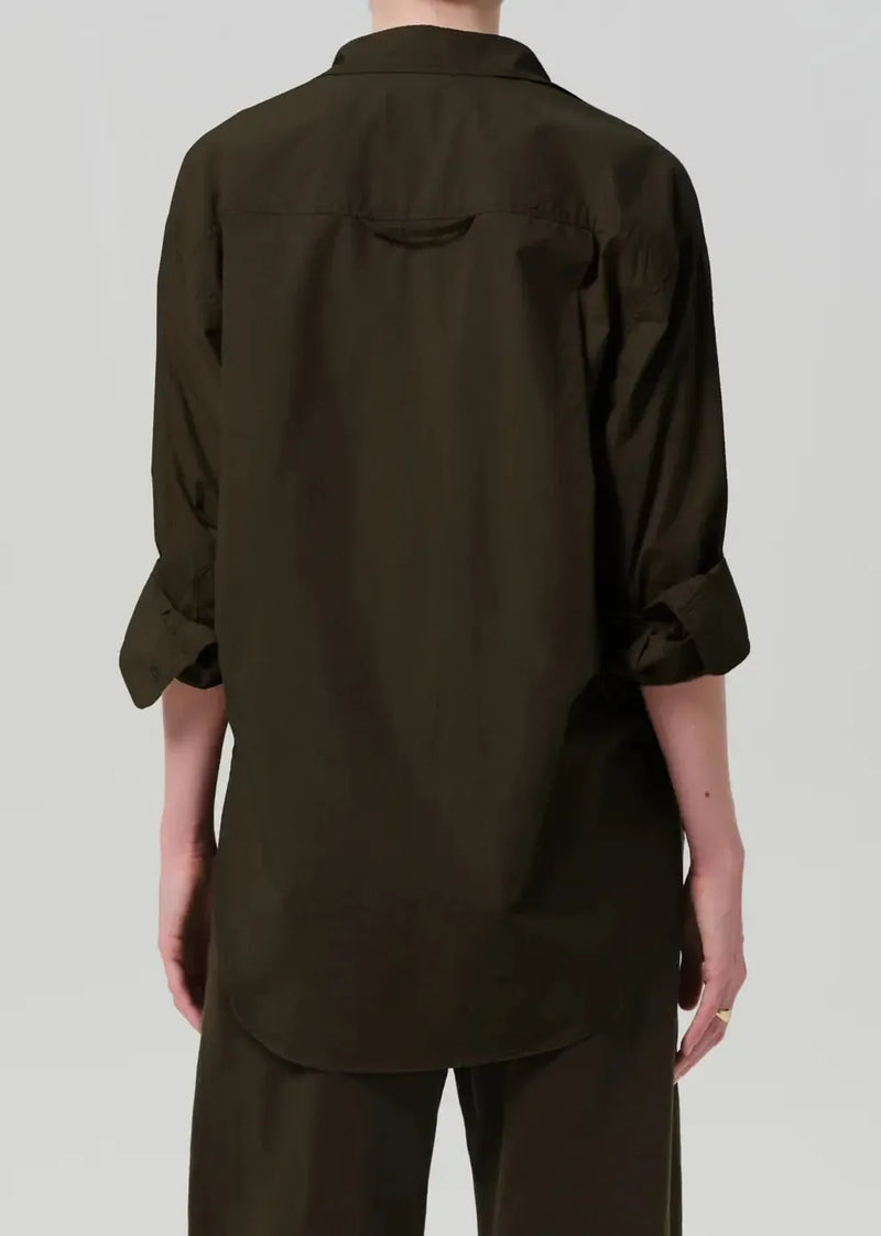 Citizens of Humanity Kayla Shirt - Dark Olive-Hand In Pocket