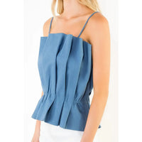 THML Ember Pleated Top - Dark Blue-Hand In Pocket