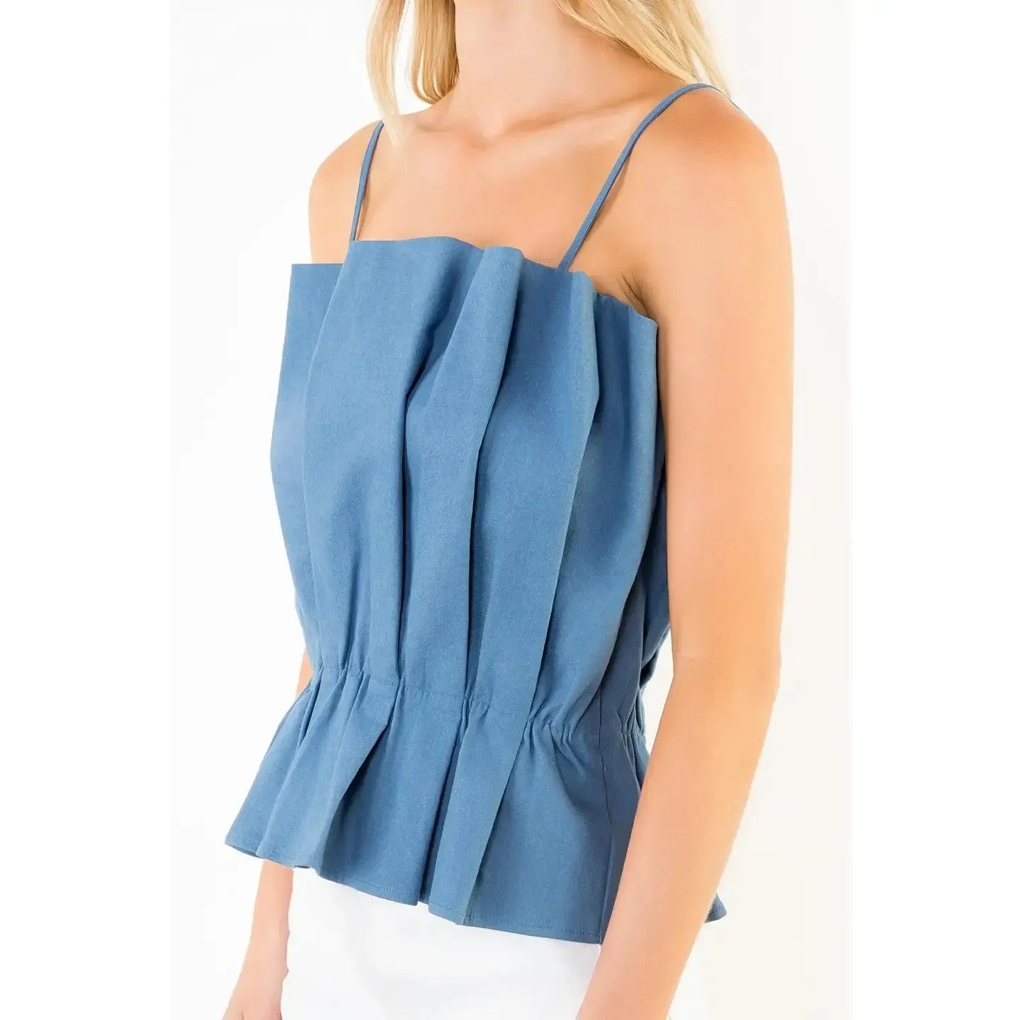 THML Ember Pleated Top - Dark Blue-Hand In Pocket