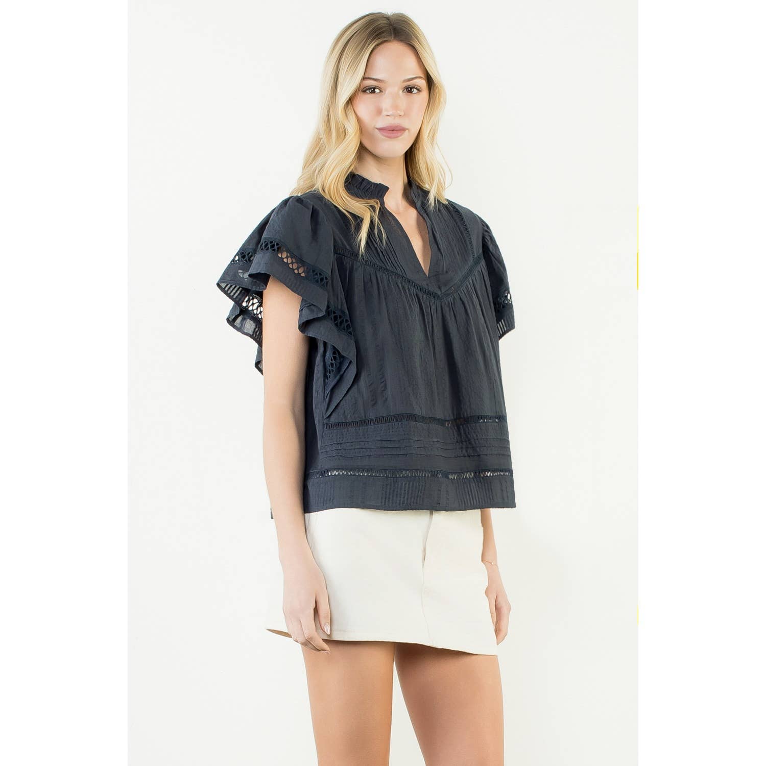 THML Florence Top - Navy-Hand In Pocket